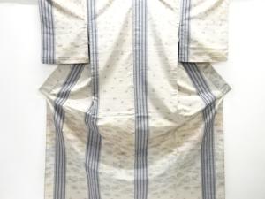 縞に花模様単衣付け下げ着物